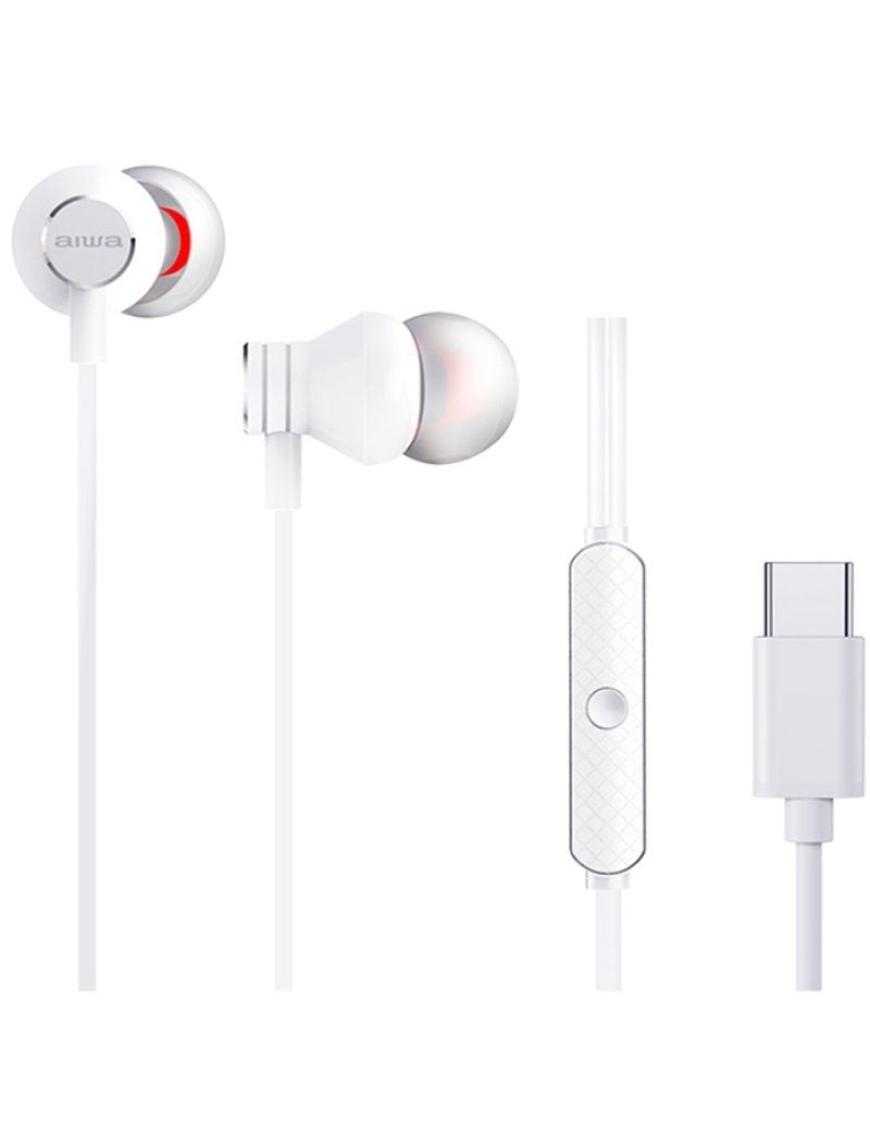 Auriculares Intrauditivos Aiwa ESTM-50USB-C/WT/ con Micrófono/ USB Tipo-C/ Blanco