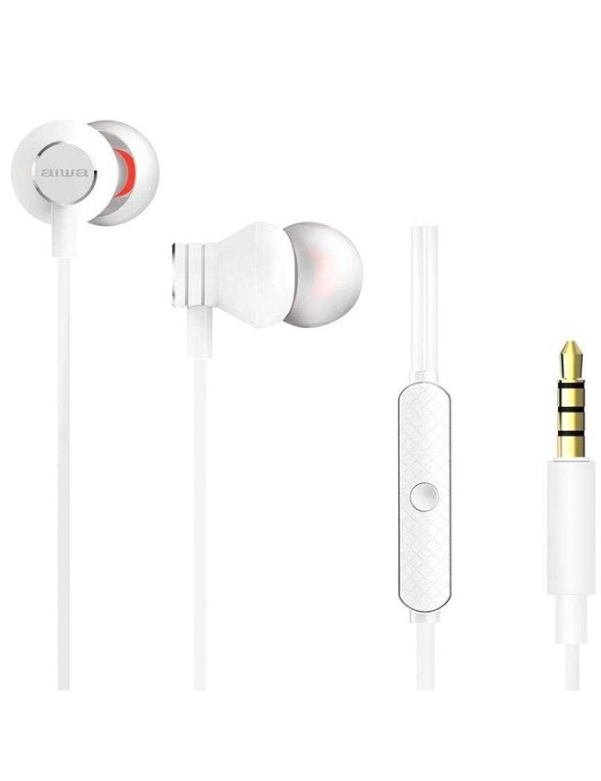 Auriculares Intrauditivos Aiwa ESTM-50WT/ con Micrófono/ Jack 3.5/ Blanco