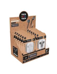 Expositor de Auriculares Tech One Tech EarTECH TEC1003 / con Micrófono/ Jack 3.5/ Incluye 6 Auriculares Blancos y 6 Auriculares 