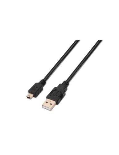 Cable USB 2.0 Aisens A101-0026/ USB Macho - MiniUSB Macho/ Hasta 2.5W/ 60Mbps/ 3m/ Negro