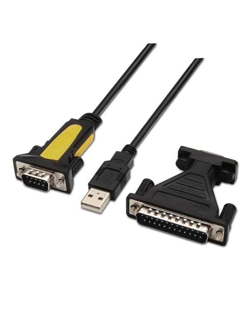 Cable Conversor impresora Aisens A104-0039/ USB Macho - DB9 Macho/ 1.8m/ Negro