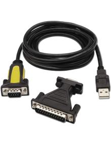 Cable Conversor impresora Aisens A104-0039/ USB Macho - DB9 Macho/ 1.8m/ Negro