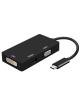 Conversor Aisens A109-0343/ USB Tipo-C Macho - DVI Hembra/ VGA Hembra / HDMI Hembra/ 15cm/ Negro