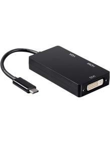 Conversor Aisens A109-0343/ USB Tipo-C Macho - DVI Hembra/ VGA Hembra / HDMI Hembra/ 15cm/ Negro