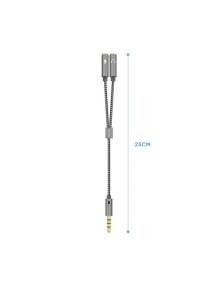 Adaptador Aisens A128-0415/ Jack 3.5 Macho - 2x Jack 3.5 Hembra/ 25cm/ Gris