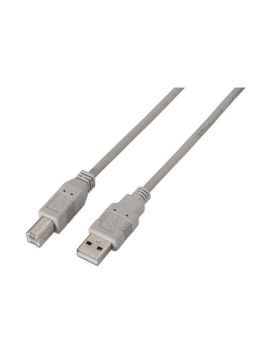 Cable USB 2.0 Impresora Aisens A101-0001/ USB Tipo-B Macho - USB Macho/ Hasta 2.5W/ 60Mbps/ 1m/ Beige