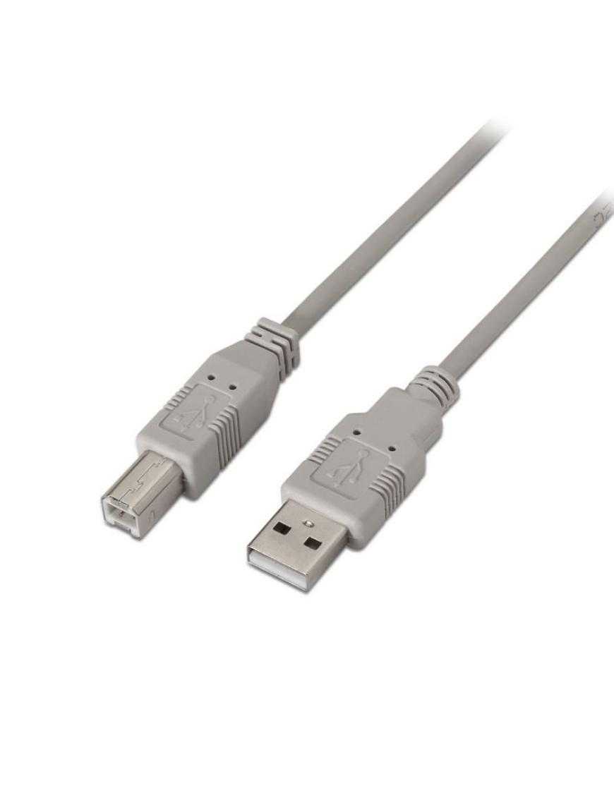 Cable USB 2.0 Impresora Aisens A101-0004/ USB Tipo-B Macho - USB Macho/ Hasta 2.5W/ 60Mbps/ 4.5m/ Beige