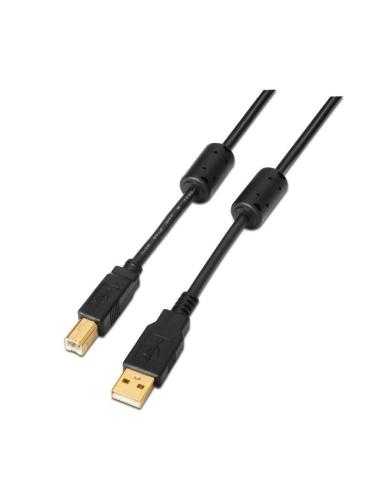 Cable USB 2.0 Impresora Aisens A101-0009/ USB Tipo-B Macho - USB Macho/ Hasta 2.5W/ 60Mbps/ 2m/ Negro