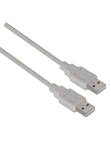 Cable USB 2.0 Aisens A101-0021/ USB Macho - USB Macho/ Hasta 2.5W/ 60Mbps/ 1m/ Beige