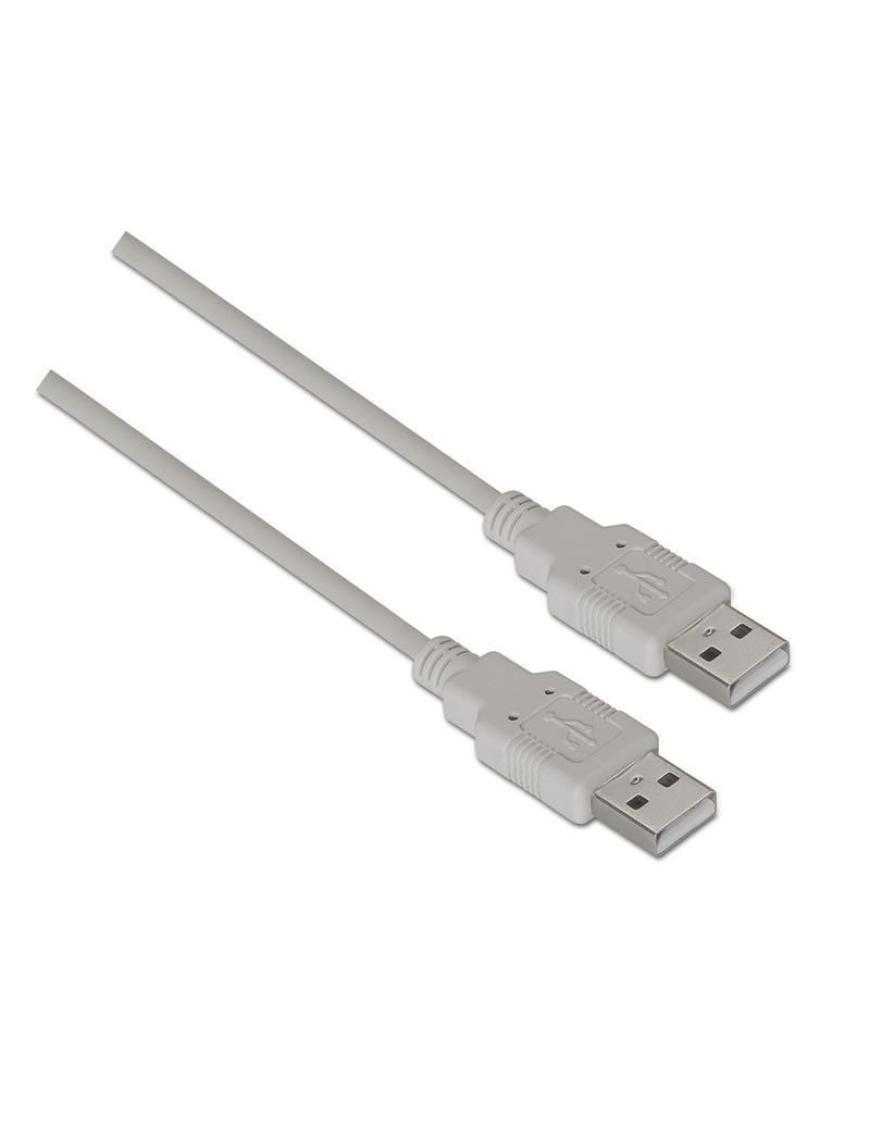 Cable USB 2.0 Aisens A101-0022/ USB Macho - USB Macho/ Hasta 2.5W/ 60Mbps/ 2m/ Beige