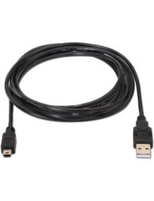 Cable USB 2.0 Aisens A101-0024/ USB Macho - MiniUSB Macho/ Hasta 2.5W/ 60Mbps/ 1m/ Negro