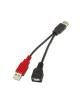 Cable USB 2.0 + Alimentación Aisens A101-0030/ USB Hembra + USB Macho - USB Macho/ Hasta 2.5W/ 60Mbps/ 15cm/ Negro/ Rojo