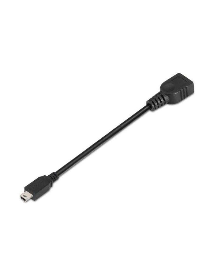 Cable USB 2.0 Aisens A101-0033/ MiniUSB Macho - USB Hembra/ Hasta 2.5W/ 60Mbps/ 15cm/ Negro