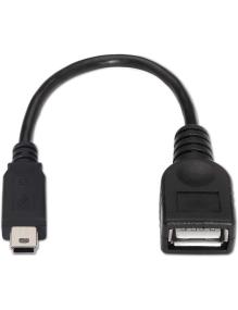 Cable USB 2.0 Aisens A101-0033/ MiniUSB Macho - USB Hembra/ Hasta 2.5W/ 60Mbps/ 15cm/ Negro