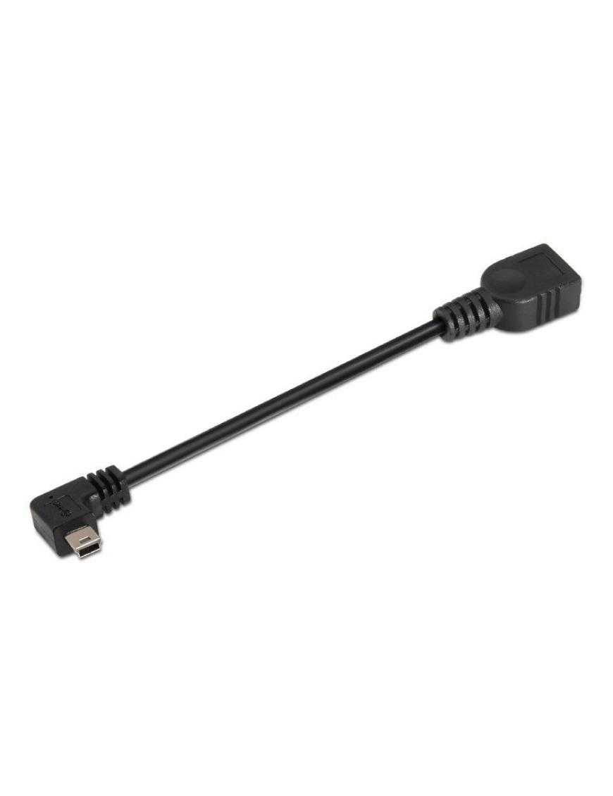 Cable USB 2.0 Aisens A101-0034/ MiniUSB Macho - USB Hembra/ Hasta 2.5W/ 60Mbps/ 15cm/ Negro