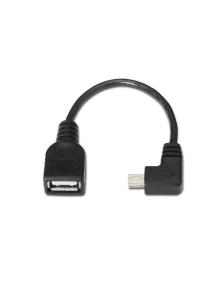 Cable USB 2.0 Aisens A101-0034/ MiniUSB Macho - USB Hembra/ Hasta 2.5W/ 60Mbps/ 15cm/ Negro