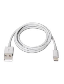 Cable Lightning Aisens A102-0036/ USB Macho - Lightning Macho/ Hasta 2.5W/ 60Mbps/ 2m/ Blanco