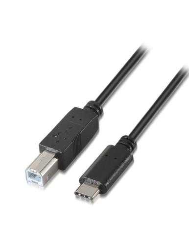 Cable USB 2.0 Impresora Aisens A107-0053/ USB Tipo-C Macho - USB Tipo-B Macho/ Hasta 9W/ 625Mbps/ 1m/ Negro