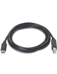 Cable USB 2.0 Impresora Aisens A107-0053/ USB Tipo-C Macho - USB Tipo-B Macho/ Hasta 9W/ 625Mbps/ 1m/ Negro