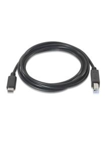 Cable USB 2.0 Impresora Aisens A107-0054/ USB Tipo-C Macho - USB Tipo-B Macho/ Hasta 9W/ 625Mbps/ 2m/ Negro