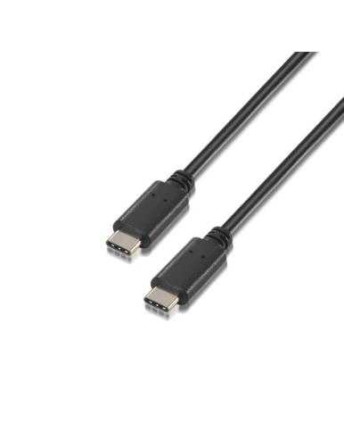 Cable USB 2.0 Tipo-C Aisens A107-0055/ USB Tipo-C Macho - USB Tipo-C Macho/ Hasta 9W/ 625Mbps/ 50cm/ Negro