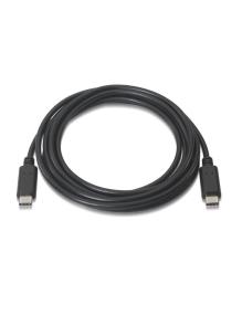 Cable USB 2.0 Tipo-C Aisens A107-0056/ USB Tipo-C Macho - USB Tipo-C Macho/ Hasta 9W/ 625Mbps/ 1m/ Negro