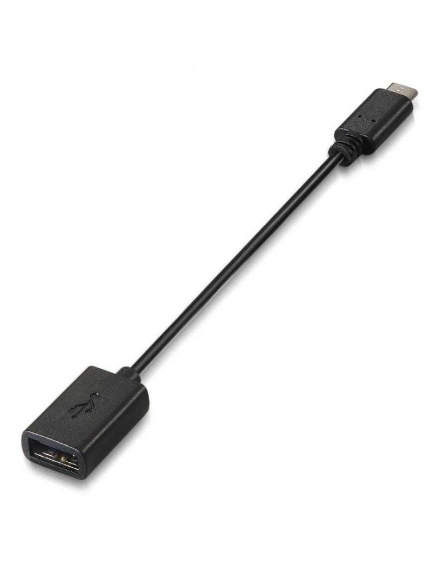 Cable USB 2.0 Aisens A107-0059/ USB Tipo-C Macho - USB Hembra/ Hasta 9W/ 625Mbps/ 15cm/ Negro