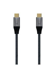 Cable USB 2.0 Tipo-C Aisens A107-0628 5A 100W/ USB Tipo-C Macho - USB Tipo-C Macho/ Hasta 100W/ 60Mbps/ 1m/ Gris