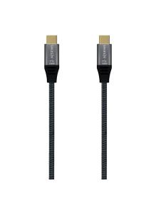 Cable USB 3.2 Tipo-C Aisens A107-0671 20GBPS 100W/ USB Tipo-C Macho - USB Tipo-C Macho/ Hasta 100W/ 2500Mbps/ 1m/ Gris