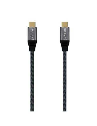 Cable USB 3.2 Tipo-C Aisens A107-0671 20GBPS 100W/ USB Tipo-C Macho - USB Tipo-C Macho/ Hasta 100W/ 2500Mbps/ 1m/ Gris