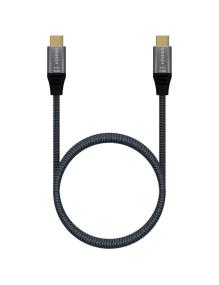 Cable USB 3.2 Tipo-C Aisens A107-0671 20GBPS 100W/ USB Tipo-C Macho - USB Tipo-C Macho/ Hasta 100W/ 2500Mbps/ 1m/ Gris