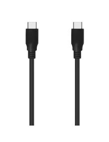 Cable USB 3.2 Tipo-C Aisens A107-0701 20GBPS 5A 100W/ USB Tipo-C Macho - USB Tipo-C Macho/ Hasta 100W/ 2500Mbps/ 60cm/ Negro