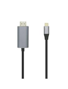 Cable Conversor Aisens A109-0392/ USB Tipo-C Macho - HDMI Macho/ Hasta 27W/ 1250Mbps/ 80cm/ Negro