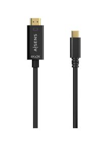 Cable Conversor HDMI 4K Aisens A109-0623/ USB Tipo-C Macho - HDMI Macho/ Hasta 27W/ 1250Mbps/ 80cm/ Negro