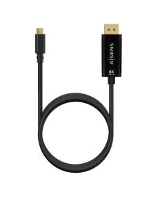 Cable Conversor Aisens A109-0689/ USB Tipo-C Macho - DisplayPort Macho/ Hasta 27W/ 1250Mbps/ 1.8m/ Negro