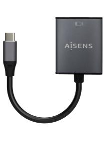 Conversor Aisens A109-0691/ USB Tipo-C Macho - VGA Hembra/ Hasta 27W/ 1250Mbps/ 15cm/ Gris