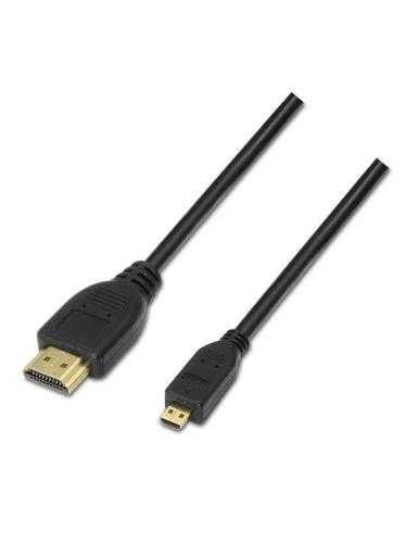 Cable Micro HDMI Aisens A119-0116/ HDMI Macho - Micro HDMI Macho/ Hasta 10W/ 720Mbps/ 80cm/ Negro