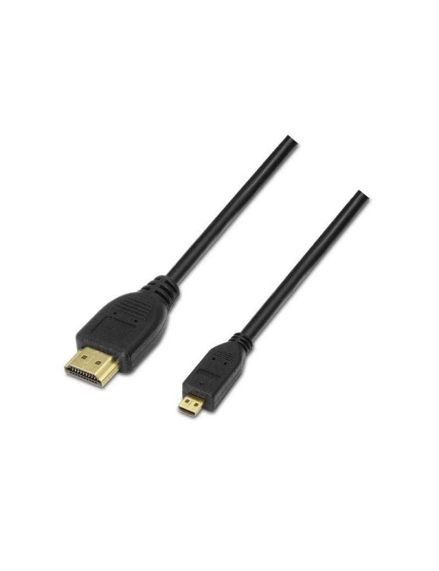 Cable Micro HDMI Aisens A119-0117/ HDMI Macho - Micro HDMI Macho/ Hasta 10W/ 720Mbps/ 1.8m/ Negro