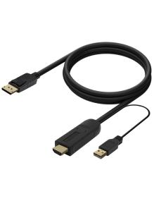 Cable Conversor Aisens A122-0641/ HDMI Macho - DisplayPort Macho + USB Macho/ Hasta 10W/ 2250Mbps/ 10cm + 1.8m/ Negro