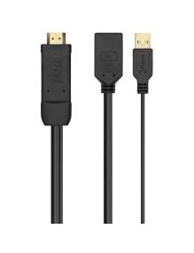 Cable Conversor 4K Aisens A122-0642/ HDMI Macho - DisplayPort Hembra - USB Macho/ Hasta 10W/ 2250Mbps/ 10cm + 10cm/ Negro