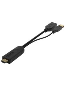 Cable Conversor 4K Aisens A122-0642/ HDMI Macho - DisplayPort Hembra - USB Macho/ Hasta 10W/ 2250Mbps/ 10cm + 10cm/ Negro