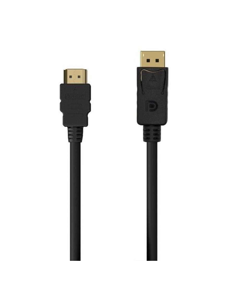 Cable Conversor Aisens A125-0550/ Displayport Macho - HDMI Macho/ Hasta 5W/ 2300Mbps/ 50cm/ Negro