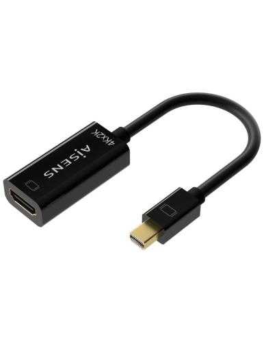 Cable Conversor Aisens A125-0643/ Mini DisplayPort Macho - HDMI Hembra/ Hasta 5W/ 2300Mbps/ 15cm/ Negro