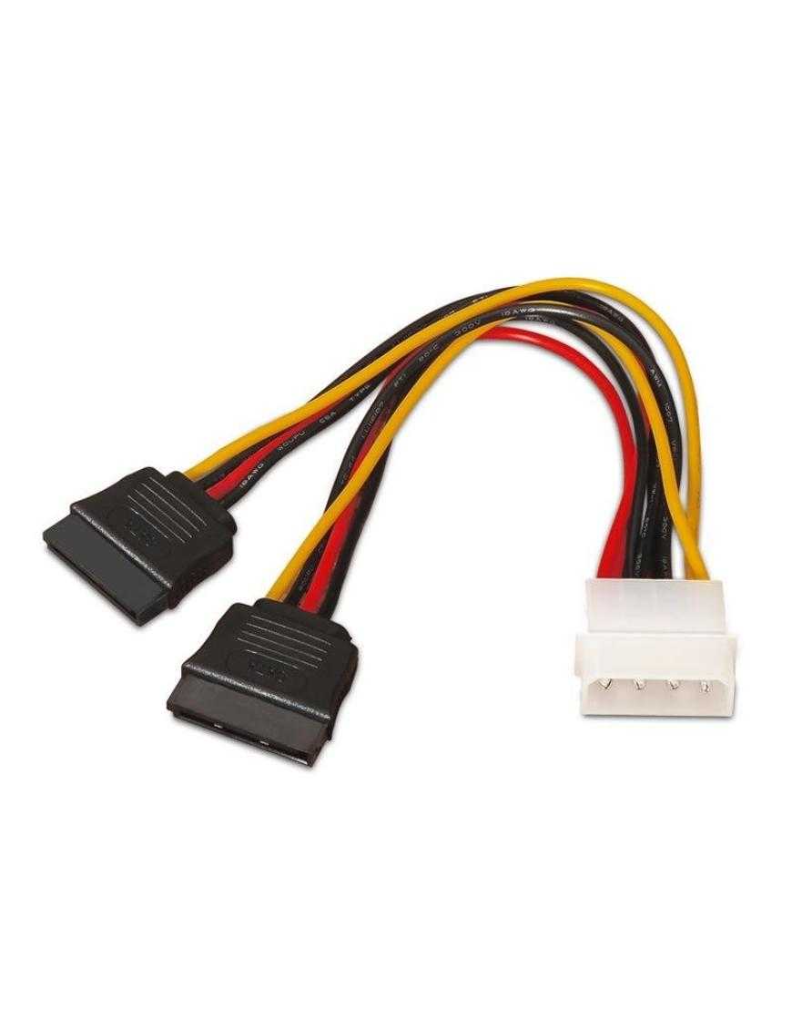 Cable Duplicador de Alimentación Aisens A131-0161/ Molex 4 PIN Macho - 2x SATA Hembra/ Hasta 54W/ 20cm