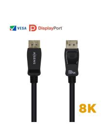 Cable DisplayPort 1.4 8K Aisens A149-0430/ DisplayPort Macho - DisplayPort Macho/ 50cm/ Certificado/ Negro