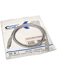 Cable USB 2.0 Impresora Nanocable 10.01.0103/ USB Tipo-B Macho - USB Macho/ 1.8m/ Beige