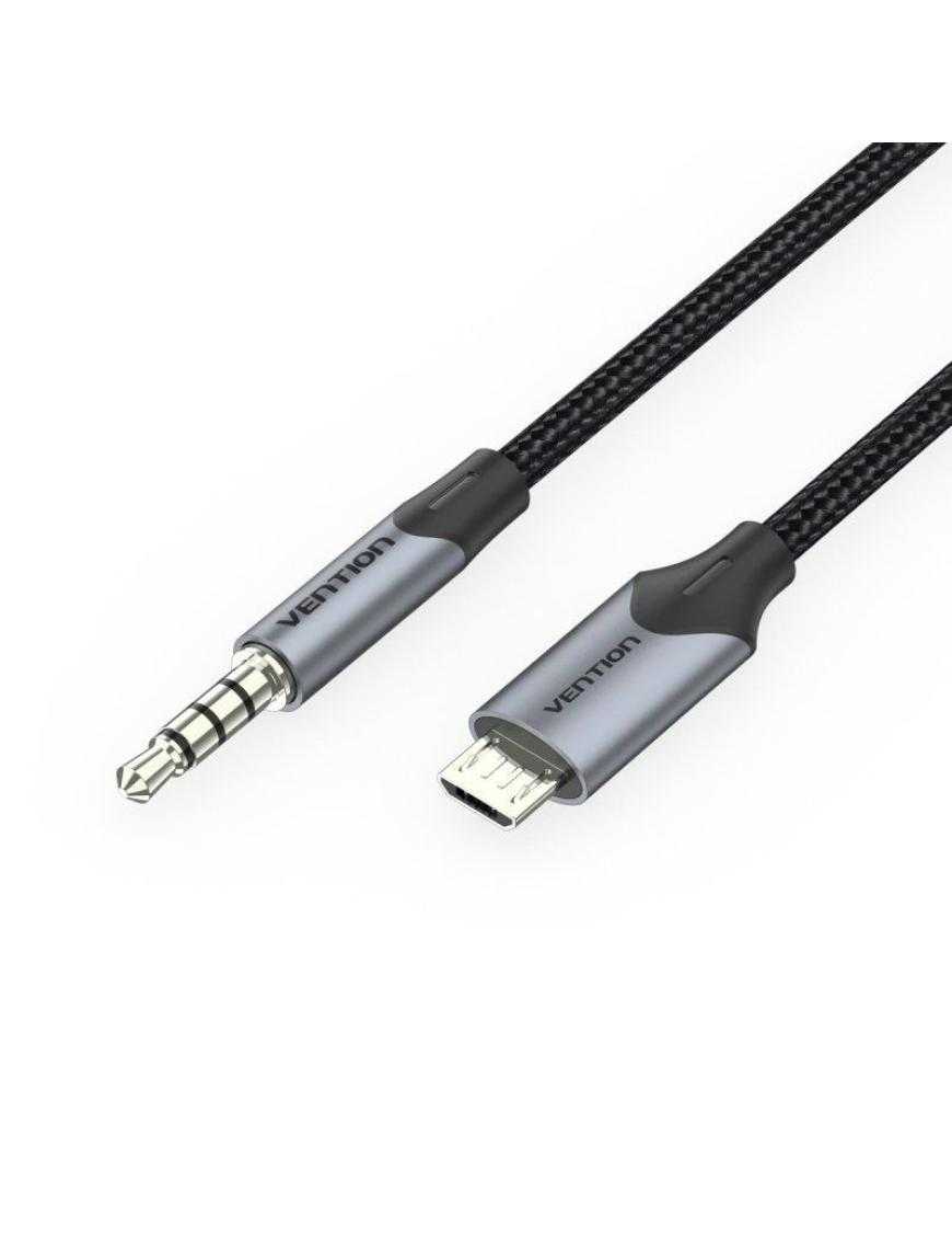 Cable Audio Vention BDGBG/ MicroUSB Macho - Jack 3.5 Macho/ 1.5m/ Negro