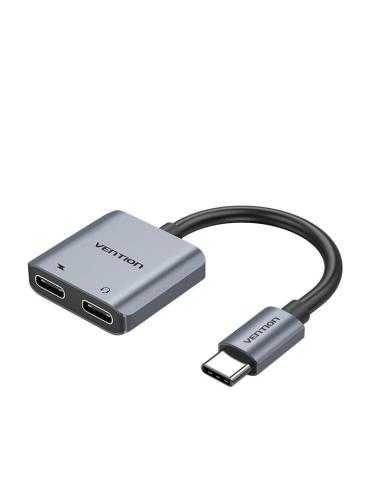 Conversor USB Tipo-C Vention BGZHA/ USB Tipo-C Macho - 2x USB Tipo-C Hembra (Audio y Carga)