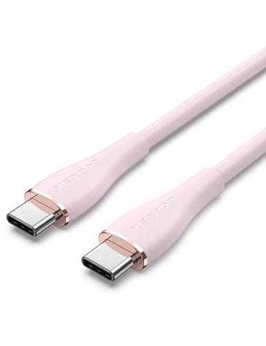 Cable USB 2.0 Tipo-C Vention TAWPF/ USB Tipo-C Macho - USB Tipo-C Macho/ Hasta 100W/ 480Mbps/ 1m/ Rosa