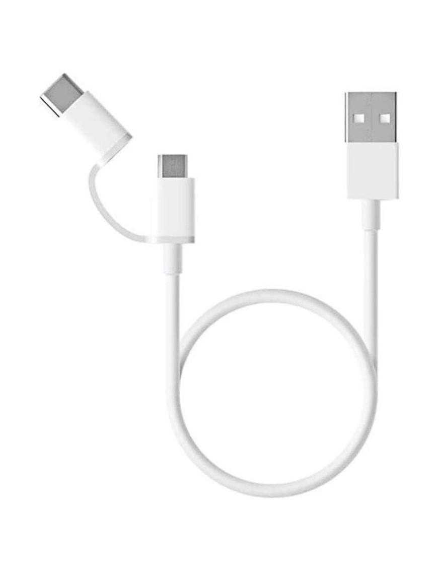 Cable USB 2.0 Xiaomi SJV4083TY/ USB Macho - Micro USB Macho/ USB Tipo-C Macho/ 30cm/ Blanco